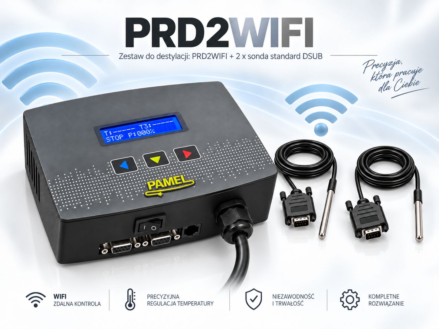PAMEL PRD2WIFI – zestaw do destylacji Wi‑Fi z 2 sondami standard D-SUB 9