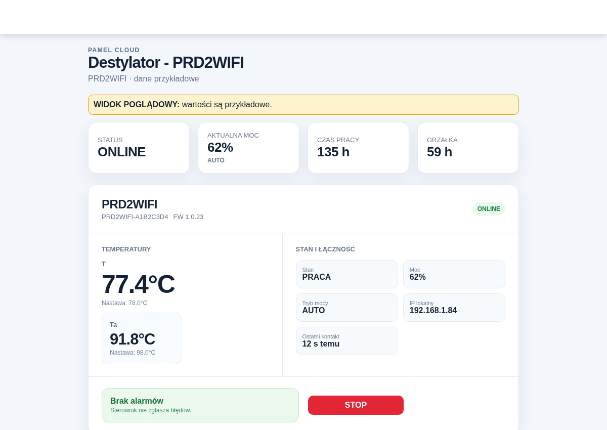 PAMEL PZW2WIFI 2000 W – zestaw do wędzarni Wi‑Fi z PRD2WIFI, PGW1 i 2 sondami - obrazek 11